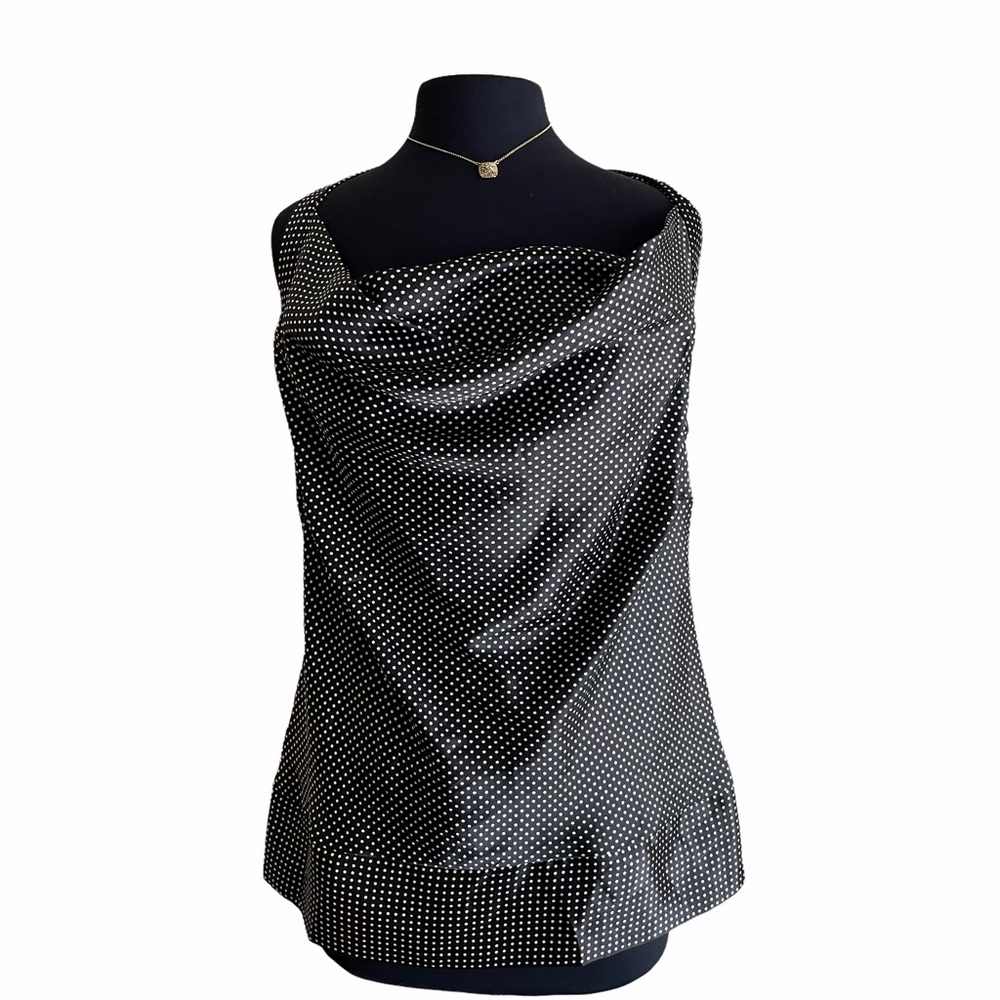 LANE BRYANT Black White Polka Dot Halter Blouse Top